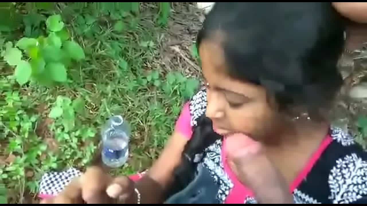 Desi teen girl outdoor village big cock blowjob